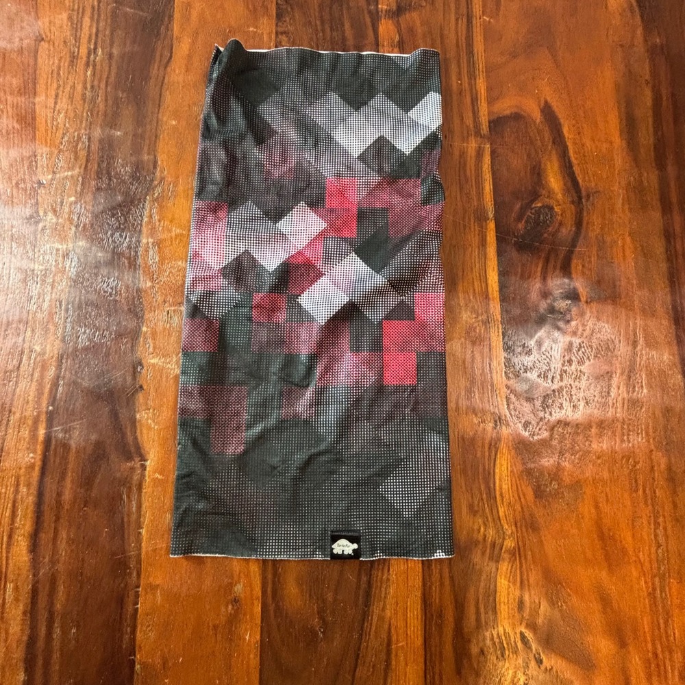 Turtle Fur Neck Gaiter Adult Geometric Pixelated Black Gray Red Tube Scarf